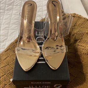 Rose Gold and Clear Women's Heels